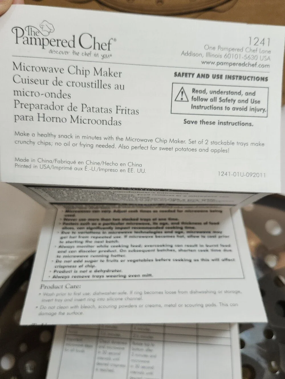 Pampered Chef Microwave Chip Maker 1241 Set of 2 Gray Silicone RETIRED w/box GUC